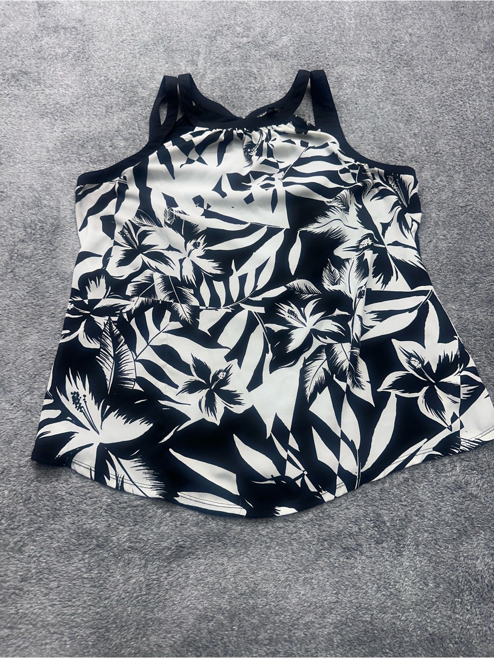 Express Black & White Floral Halter Tank